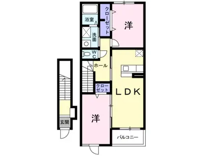 サンシャイン(2LDK/2階)の間取り写真