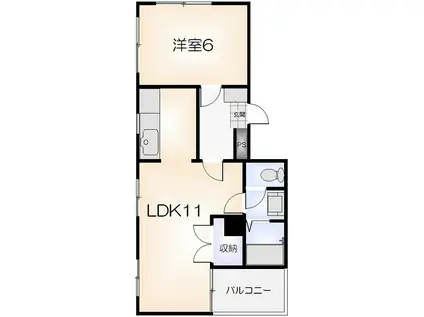 パークオーオー(1LDK/1階)の間取り写真