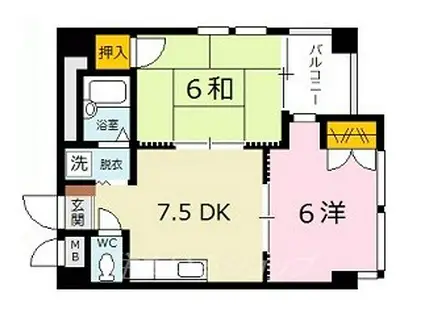 ノースウィングス(2DK/4階)の間取り写真