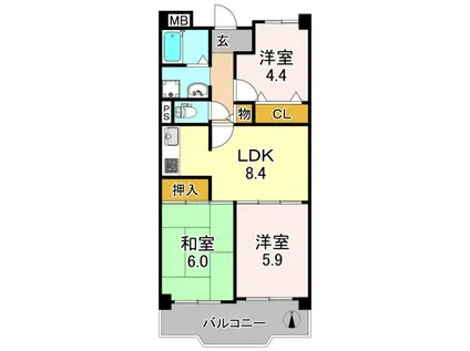 シェモア平野(3LDK/12階)の間取り写真