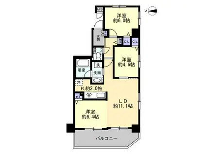 グランデュール新小岩(2LDK/11階)の間取り写真