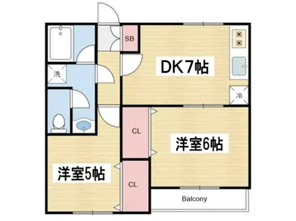 パストラル泉A館(2DK/1階)の間取り写真