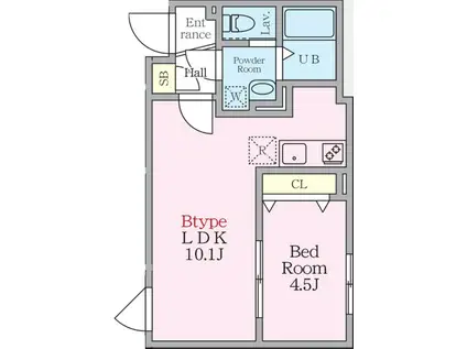 HJクラウンII(1LDK/2階)の間取り写真