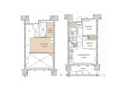 ブランシエスタ新丸子リバーフロブランシエスタシンマルコリバ(2LDK/13階)の間取り写真