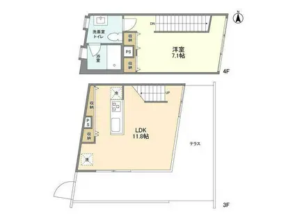 RETE TAMAPLAZA(1LDK/3階)の間取り写真