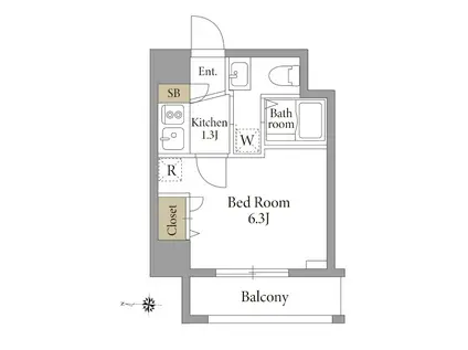 エスティメゾン南麻布(1K/6階)の間取り写真