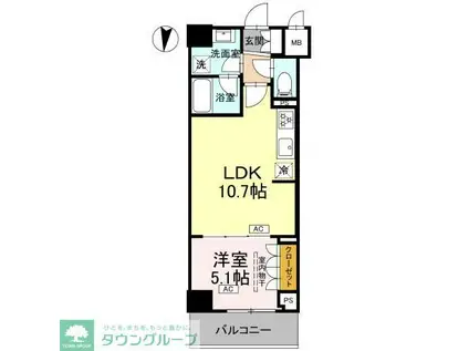 ロイジェント潮見(1LDK/7階)の間取り写真