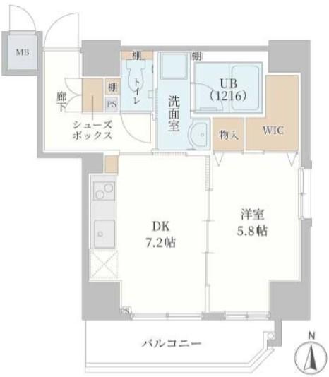 ALIVIO新町(1DK/7階)の間取り写真