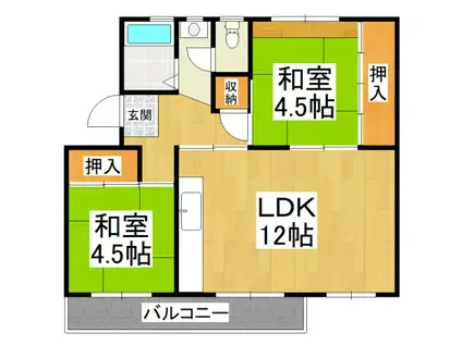 狭山2棟(2LDK/5階)の間取り写真
