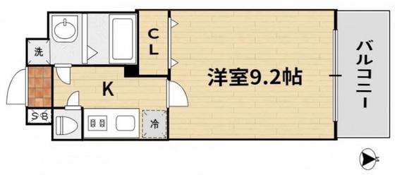 グランフォンテーヌ奉還町(1K/7階)の間取り写真
