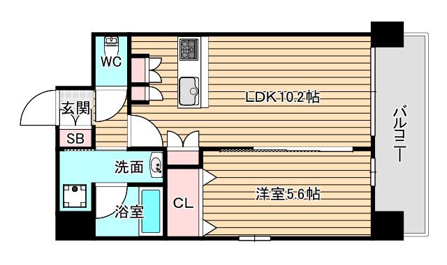 スプランディッド梅田ウエスト(1LDK/13階)の間取り写真