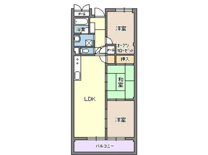 緑地八番館(2LDK/2階)の間取り写真