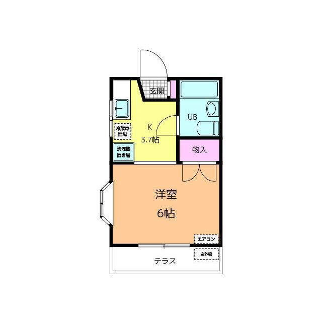 グッドパレス東海大学前(1K/2階)の間取り写真