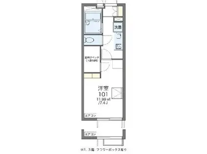 レオパレスピーチハイツ(1K/3階)の間取り写真