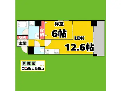 タカマツレジデンス鶴舞公園(1LDK/8階)の間取り写真