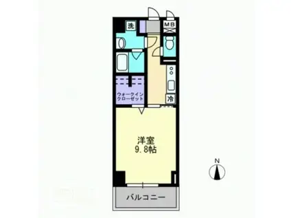 ハアラン表町(1K/9階)の間取り写真