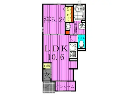 ファインアベニュー5(1LDK/1階)の間取り写真