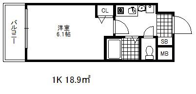エステムコート神戸西Ⅱ(1K/2階)の間取り写真