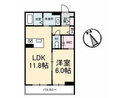 ローズベレオ南町公園(1LDK/3階)の間取り写真