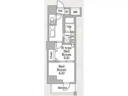 ラヴィエール三ノ輪(2K/7階)の間取り写真