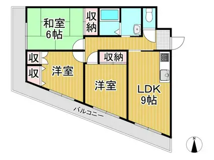 シャルム六ッ門(3DK/4階)の間取り写真