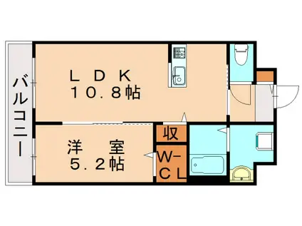 カーサフェリーチェ新生V(1LDK/4階)の間取り写真