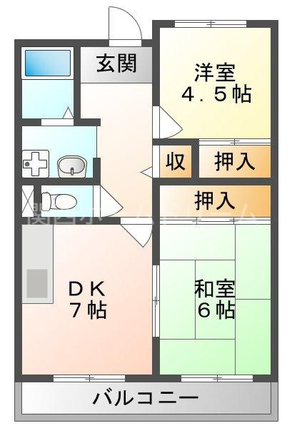 スターリングハイツ(2DK/4階)の間取り写真