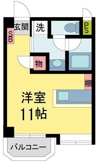 WAKOビル(ワンルーム/4階)の間取り写真