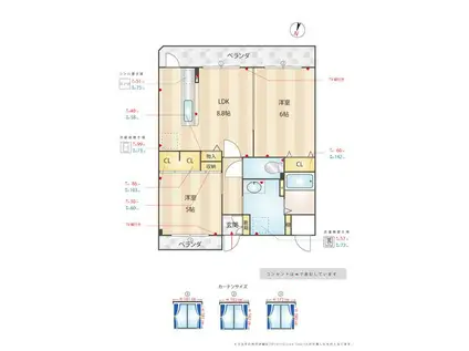 ルミエール若宮(2LDK/3階)の間取り写真