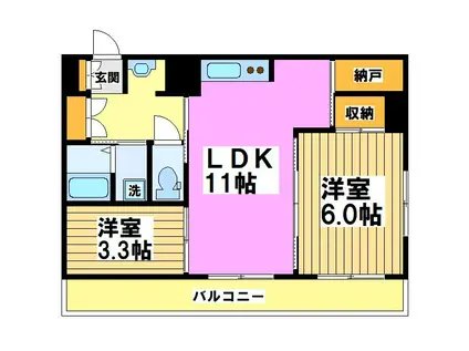 武蔵家ビル(2LDK/4階)の間取り写真