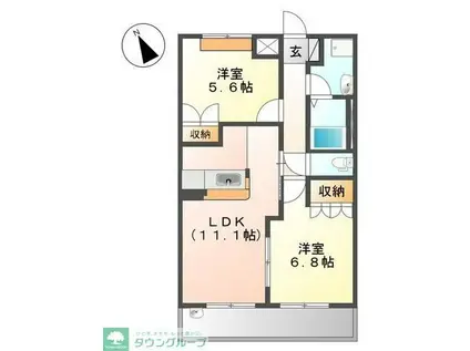 プラシード(2LDK/2階)の間取り写真