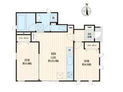 ミラコスタ(2LDK/1階)の間取り写真