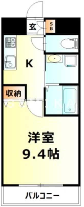 ノーブルハイム岡山(1K/2階)の間取り写真