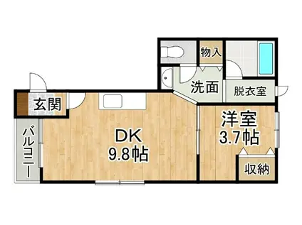 ムトウハイツII(1DK/2階)の間取り写真