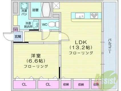 ロイヤル岩切Ⅶ(1LDK/1階)の間取り写真