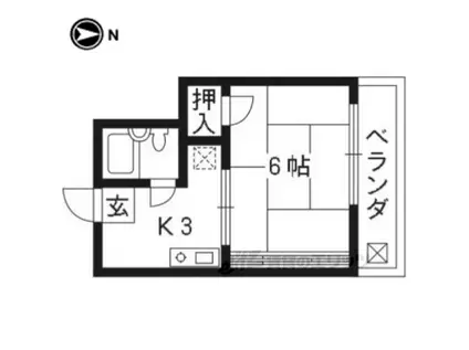 シャロン五十川Ⅰ(1K/3階)の間取り写真