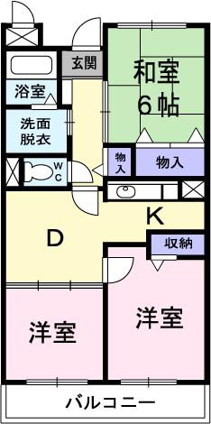 シャルマン今宿(3DK/2階)の間取り写真