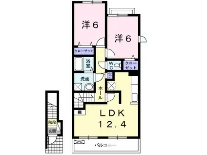 ウィングE(2LDK/2階)の間取り写真