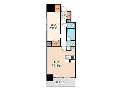 レジュールアッシュ谷町四丁目グランクラス(1LDK/6階)の間取り写真