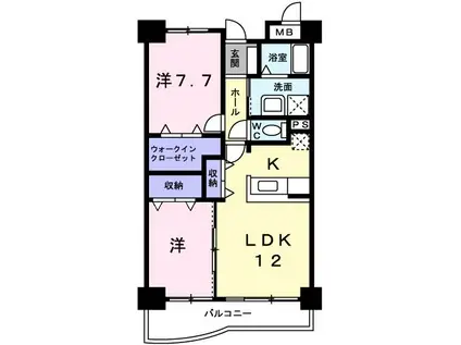 ウエストサイドガーデン(2LDK/4階)の間取り写真