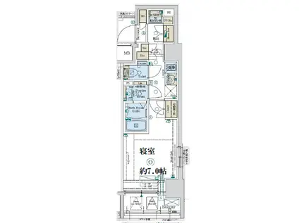 GENOVIA阪東橋IISKYGARDEN(1K/7階)の間取り写真