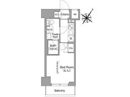 コンフォリア・リヴ横浜阪東橋(1K/10階)の間取り写真