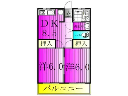 浜田第一マンション(2DK/4階)の間取り写真