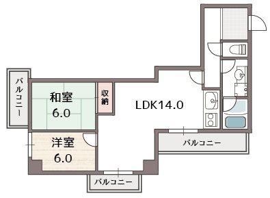 ベルンガーデン東平(2LDK/3階)の間取り写真