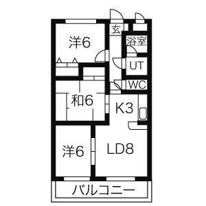 クレスト21 N棟(3LDK/2階)の間取り写真