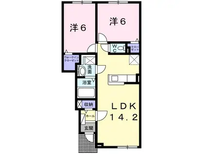ＪＲ函館本線 滝川駅 バス乗車時間：5分 最寄りバス停で下車 徒歩2分 2階建 築7年(2LDK/1階)の間取り写真
