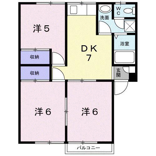 大道北ハイツA(3DK/1階)の間取り写真