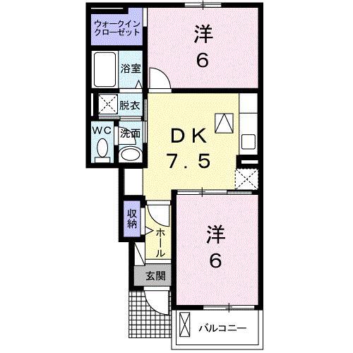 クレストールKIII(2DK/1階)の間取り写真