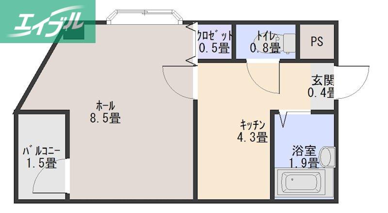 グランシャリオ津高弐番館(1K/2階)の間取り写真