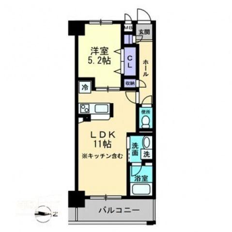 サウス IN 西市(1LDK/6階)の間取り写真